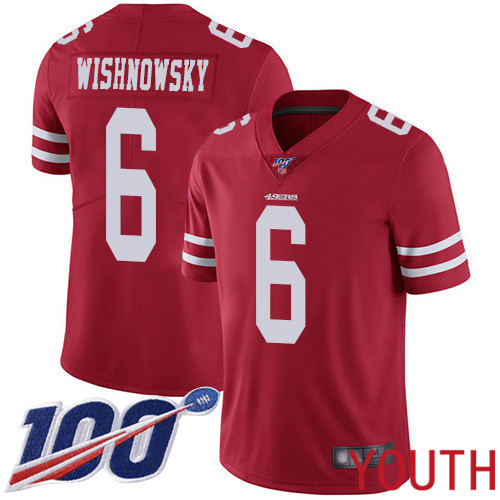 San Francisco 49ers Limited Red Youth Mitch Wishnowsky Home NFL Jersey #6 100th Season Vapor Untouchable->youth nfl jersey->Youth Jersey